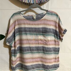 Striped Multicolor Linen Women's Top